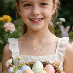 Collier personnalisé oreilles de lapin Initiales du nom Multicolore Bijoux Pâques Anniversaire Cadeau pour Femmes Filles