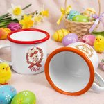 Personalisierte Multicolor Kranz Polka Dot Bow Osterei Hase 12 oz Emaille Becher mit Namen Ostern Geschenk für Kinder