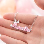 Collier personnalisé oreilles de lapin Initiales du nom Multicolore Bijoux Pâques Anniversaire Cadeau pour Femmes Filles