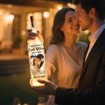 Gepersonaliseerde Hand in Hand LED-flessenlamp met Foto en Naam Valentijnscadeau en Jubileumcadeau voor Koppels