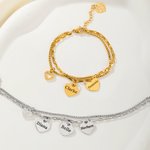 Gepersonaliseerde 1-6 hartvormige hangers armband in twee lagen met gegraveerde naam Prachtige sieraden verjaardag Moederdag cadeau voor moeder oma