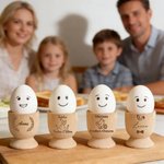 Personalisierter Kaninchen- oder Osterei-Design Eierbecher aus Holz mit Namens- und Textgravur Ostern Geschenk für Familie und Kinder