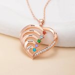 Personoitu syntymäkivellinen sydänriipus sterlinghopeasta kaulakoru kaiverretuilla 1–6 nimellä lahjaksi äidille tai isoäidille