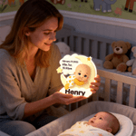Personalized 3D Clay-Style Baby Appearance Acrylic Night Light with Name Date and Birth Information Room Decor Baby Shower Birthday Gift for Newborns