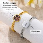 Personalized Heat-Activated Hidden Photo Bracelet with Engraved Text Dainty Jewelry Memorial Anniversary Birthday Gift for Couple Best Friend