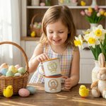 Personalisierte Multicolor Kranz Polka Dot Bow Osterei Hase 12 oz Emaille Becher mit Namen Ostern Geschenk für Kinder