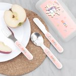 Set di posate personalizzate con nome e custodia per uso quotidiano - Regalo ideale per compleanni e occasioni speciali per bambini