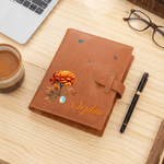 Personalized Retro Birth Flower Birthstone PU Leather A5 Sketchbook Notebook Cover for Daily Use Outdoor Sketching Gift for Artists Painters Students