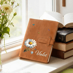 Personalized Retro Birth Flower Birthstone PU Leather A5 Sketchbook Notebook Cover for Daily Use Outdoor Sketching Gift for Artists Painters Students