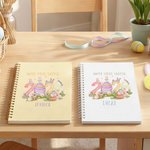 Personalized 2026 Happy First Easter Spiral Notebook and Pom Pom Pen Set with Name Easter Gift for Boys Girls
