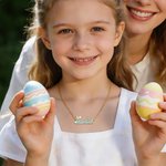 Collier personnalisé oreilles de lapin Initiales du nom Multicolore Bijoux Pâques Anniversaire Cadeau pour Femmes Filles