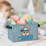 Personalised Cute Easter Bunny  Striped Design Name Large Storage Basket with Handle Easter Birthday Gift for Kids