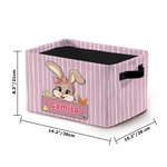 Personalised Cute Easter Bunny  Striped Design Name Large Storage Basket with Handle Easter Birthday Gift for Kids