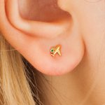 Boucles d'oreilles personnalisées avec pierre de naissance Cartilage d'avion Bijoux unisexe Cadeau d'anniversaire pour Pilote Cabin Crew Travel Enthusiast