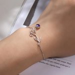 Bracciale personalizzato con fiore e pietra di nascita - Regalo di compleanno per festa della mamma per donne
