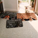 Personalised Visitors Must Be Approved By 3D Cartoon Pet Non-Slip Doormat with 1-3 Names Home Decor Birthday Gift for Dog Cat Owners Lovers