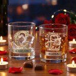 Las rosas simbolizan el amor, las iniciales nos representan - Vaso de whisky Old Fashioned personalizado de 295 ml