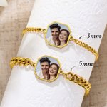 Personalized Heat-Activated Hidden Photo Bracelet with Engraved Text Dainty Jewelry Memorial Anniversary Birthday Gift for Couple Best Friend