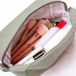 Borsa da trucco personalizzata con personaggio animato e nome tessuto a nido d'ape grande capacità regalo per donne