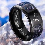 Gepersonaliseerde Ringset van 2 met Orionnevel Gegraveerde Tekst en Sterrenbeeld Verloving Bruiloft Valentijnsdag of Jubileum Cadeau voor Koppel