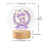 Personalized Multicolor Wreath Polka Dot Bow Bunny Easter Egg LED Night Light with Name  and Wooden Base Easter Gift for Kids