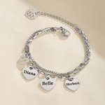 Gepersonaliseerde 1-6 hartvormige hangers armband in twee lagen met gegraveerde naam Prachtige sieraden verjaardag Moederdag cadeau voor moeder oma