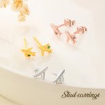 Boucles d'oreilles personnalisées avec pierre de naissance Cartilage d'avion Bijoux unisexe Cadeau d'anniversaire pour Pilote Cabin Crew Travel Enthusiast