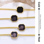 Personalized Heat-Activated Hidden Photo Bracelet with Engraved Text Dainty Jewelry Memorial Anniversary Birthday Gift for Couple Best Friend