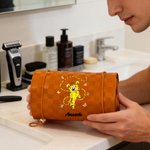 Personalised Yellow-Spotted Leopard Marsupilami PU Leather Makeup Bag with Name Travel Essentials Birthday Gift for Women | Callie × Marsupilami®