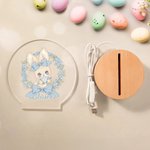 Personalized Multicolor Wreath Polka Dot Bow Bunny Easter Egg LED Night Light with Name  and Wooden Base Easter Gift for Kids