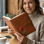 Personalized Retro Birth Flower Birthstone PU Leather A5 Sketchbook Notebook Cover for Daily Use Outdoor Sketching Gift for Artists Painters Students