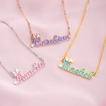 Collier personnalisé oreilles de lapin Initiales du nom Multicolore Bijoux Pâques Anniversaire Cadeau pour Femmes Filles
