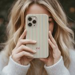 Personalized Stripe Name Phone Case for iPhone or Samsung Daily Use Birthday Gift for Family Friend