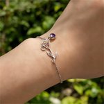 Bracciale personalizzato con fiore e pietra di nascita - Regalo di compleanno per festa della mamma per donne