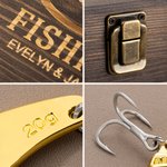 Personalized Portable Fishing Pattern Wooden Storage Box Set with Lifelike Fish Hooks and Name Fishing Accessories Birthday Gift for Fishing Lover
