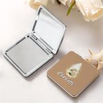 Personalized Birthstone Birth Flower Compact Heart Round Square Makeup Mirror with Name Portable Birthday Wedding Party Gift for Women