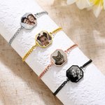 Personalized Heat-Activated Hidden Photo Bracelet with Engraved Text Dainty Jewelry Memorial Anniversary Birthday Gift for Couple Best Friend
