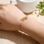 Bracciale personalizzato con fiore e pietra di nascita - Regalo di compleanno per festa della mamma per donne