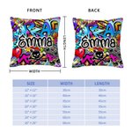 Personalized Dynamic Street Graffiti Art Soft Throw Pillow Cover with Name Party Birthday Gift for Kids Graffiti Lovers