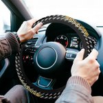 Personalized Punk Heavy Metal Style Anti-Slip Car Steering Wheel Cover with Name Long Journey Wishes Birthday Gift for Family Friend Punk Enthusiast