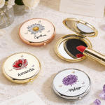Personalized Butterfly Crystal Birth Flower Folding Pocket Makeup Mirror with Name Makeup Tools Birthday Gift for Bridesmaid Friend Woman