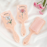 Personalized Crystal Birth Flower Butterfly Paddle Air Cushion Comb with Name Makeup Tool Birthday Gift for Women Girls