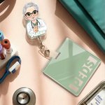 Personalized Cartoon Medical Character Acrylic ID Badge Reel with Name and Title Appreciation Nurse Week Gift for Doctor Nurse Medical Staff