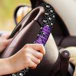 Personalized Punk Heavy Metal Style Anti-Slip Car Steering Wheel Cover with Name Long Journey Wishes Birthday Gift for Family Friend Punk Enthusiast