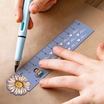 Personalized Cartoon Reading Character Ruler Design Magnetic Bookmark Clip with Birth Flower and Name Birthday Gift for Kids Bookworms