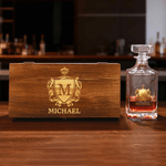 Personalized Golden Shield Initial Whiskey Decanter with Name Birthday Father's Day Gift for Bartender Dad Man