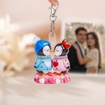 Personalised Crystal Effect Kissing Penguin Couple Keychain with Names Valentine's Day Anniversary Gift for Couple