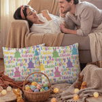 Personalized Happy Easter Rabbit Soft Throw Pillow Cover with Name Home Decoration Easter Gift for Kid Family