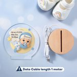 Personalized 3D Clay-Style Baby Appearance LED Night Light with Name Date and Birth Information Room Decor Baby Shower Gift for Newborns