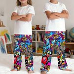 Personalized Graffiti-Art Style Kid Woman Man Pajama Pants with Colorful Name and Drawstring Daily Wear Birthday Gift for Family Friend